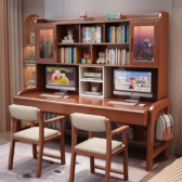 Bàn làm việc & kệ sách gỗ tự nhiên Ngang 160cm sâu 60cm cao 75cm