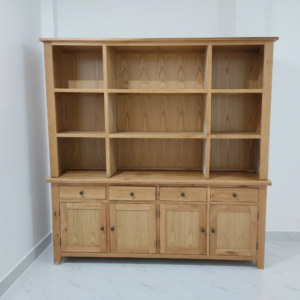 Bộ tủ trưng bày gỗ tự nhiên 4 cánh 4 hộc kéo